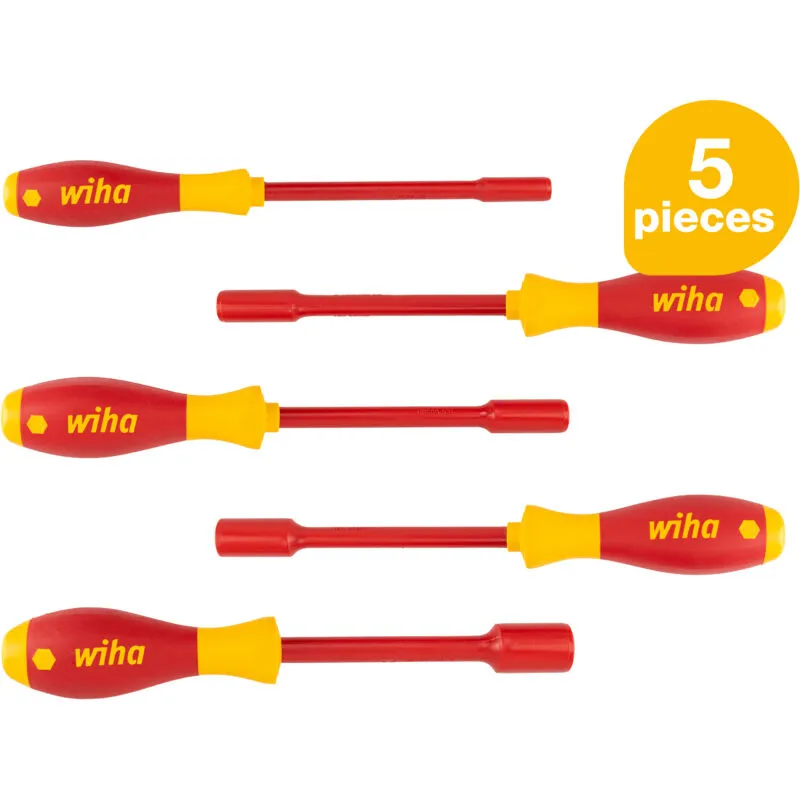 Wiha Softfinish Electric 6 Piece Vde Insulated Hex Nut Driver Set
