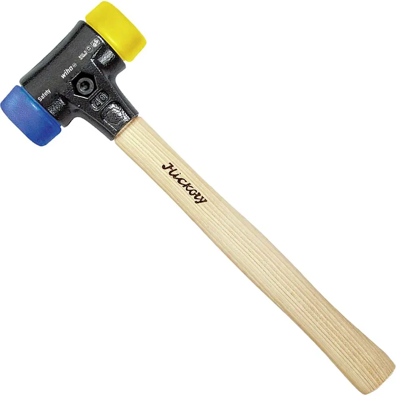 Wiha - Soft-faced hammer'Safety' medium soft/hard with hickory wooden handle, round hammer face 40, 325 mm (26654)
