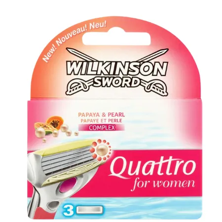 Wilkinson Sword Quattro Women Papaya & Peach Razor Blades - 3 pcs
