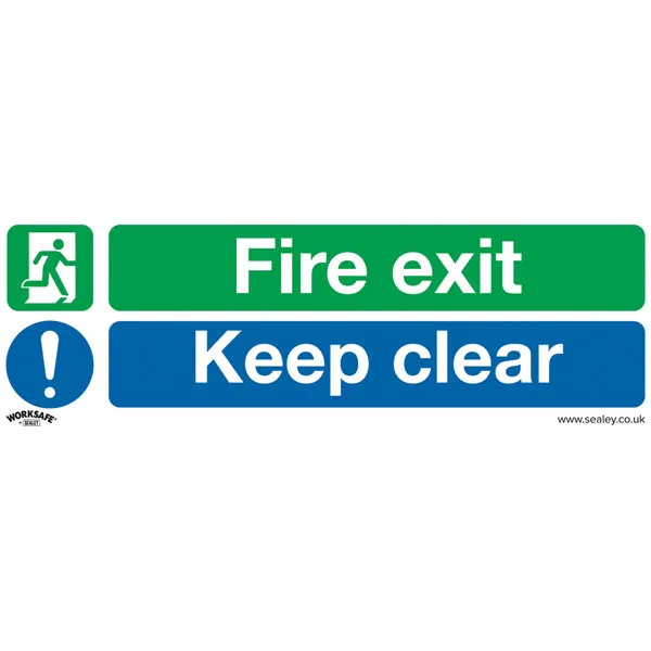 Worksafe SS32P1 Safety Sign Fire Exit Keep Clear (Large) - Rigid P...