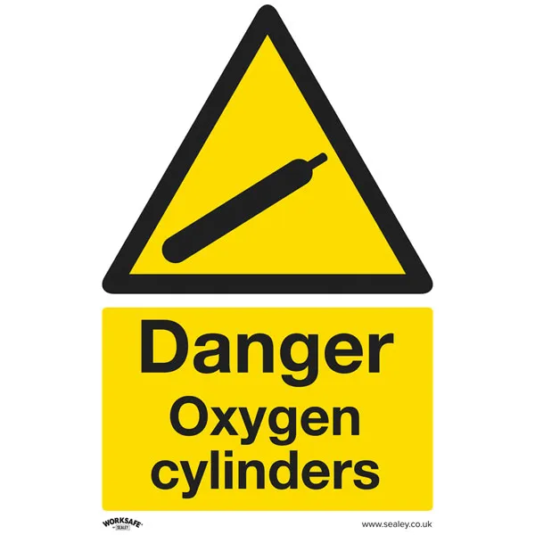 Worksafe SS61P1 Warning Safety Sign - Danger Oxygen Cylinders - Ri...