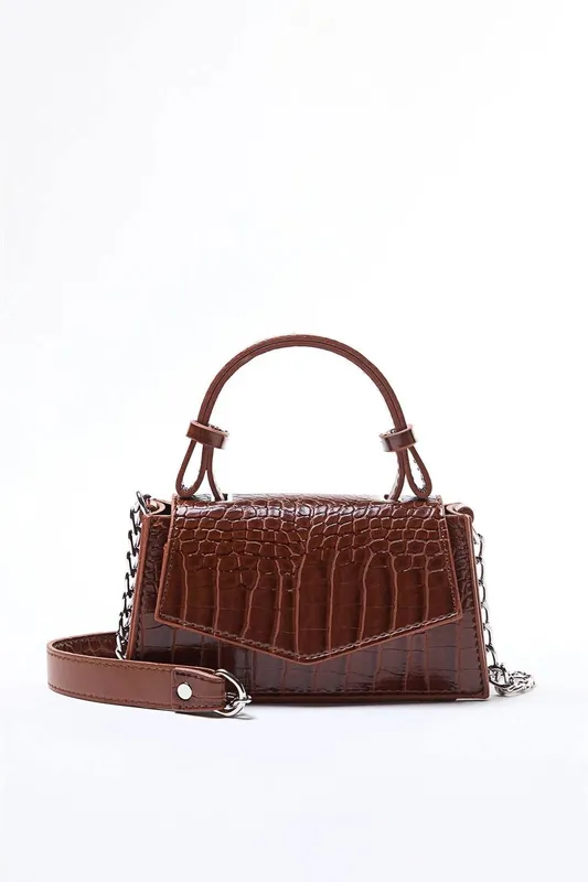 Wovcor Women's Textured Crossbody Mini City Bag in Brown Brown One Size