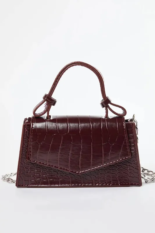 Wovcor Women's Textured Crossbody Mini City Bag in Burgundy Burgundy One Size