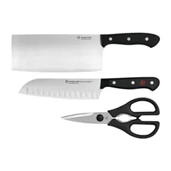 Wüsthof Gourmet Asian Knife Set (Santoku, Chef's Knife, Shears) (3 Pk)