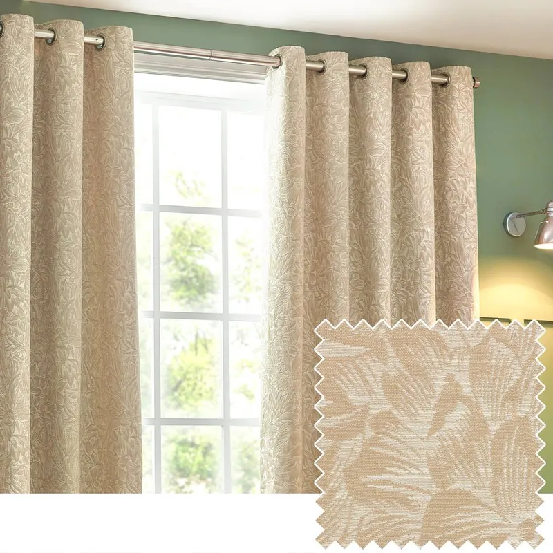 Wylder Grantley Jacquard Eyelet Curtains - Beige - Size 168 Cm X 183 Cm