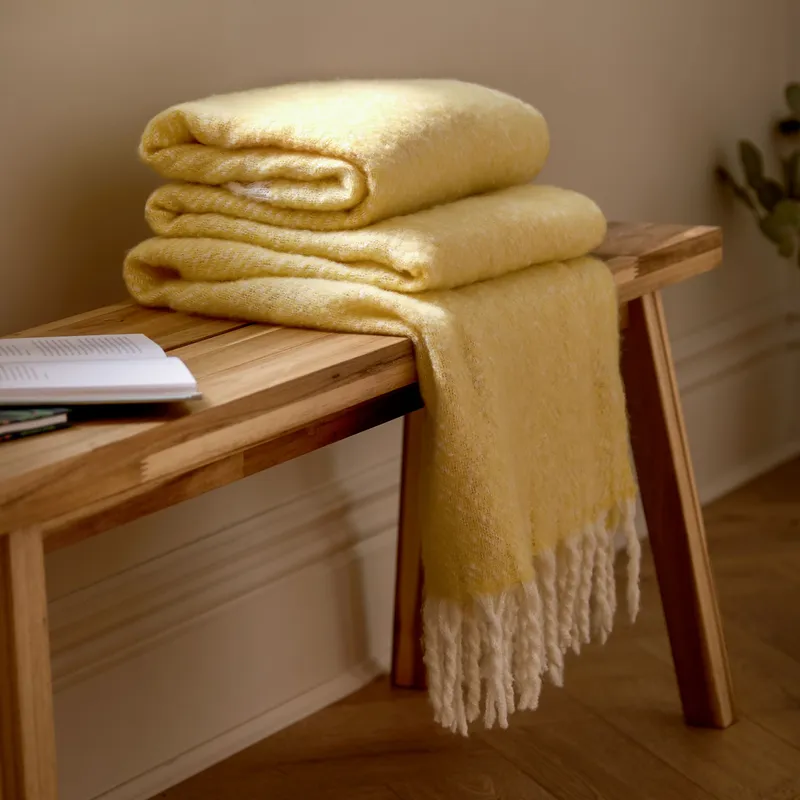 Wylder Nature Isla Woven Tasselled Throw in Yellow Size: 130 cm x 180 cm Yellow