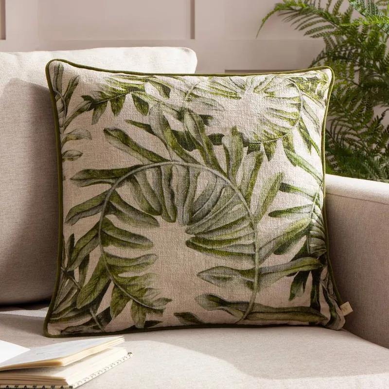 Wylder Nature Kielder Forest Sherwood Chenille Piped Cushion Size: 43cm x 43cm - Multicolor