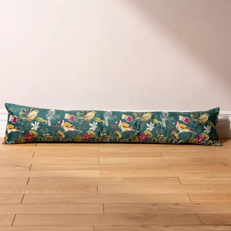 Wylder Nature Midnight Garden Digitally Printed Velvet Draught Excluder - Teal - One Size