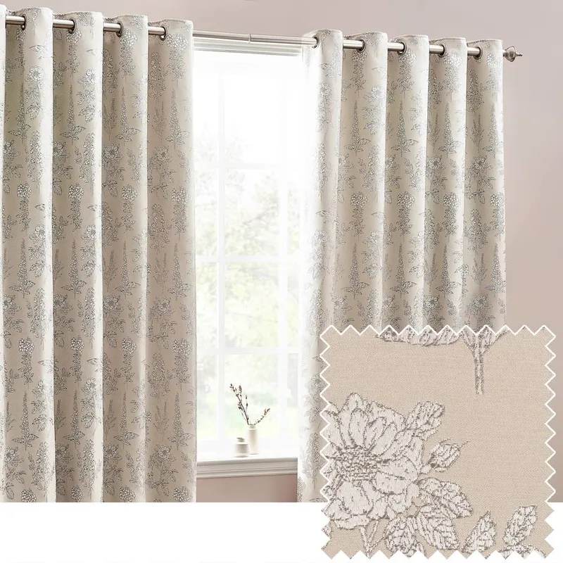Wylder Sophia Room Darkening Eyelet Curtains - Beige - Size 168 Cm X 137 Cm