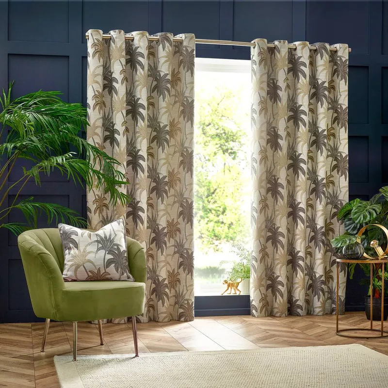 Wylder Galapagos Eyelet Curtains - Beige - Size 117 Cm X 183 Cm