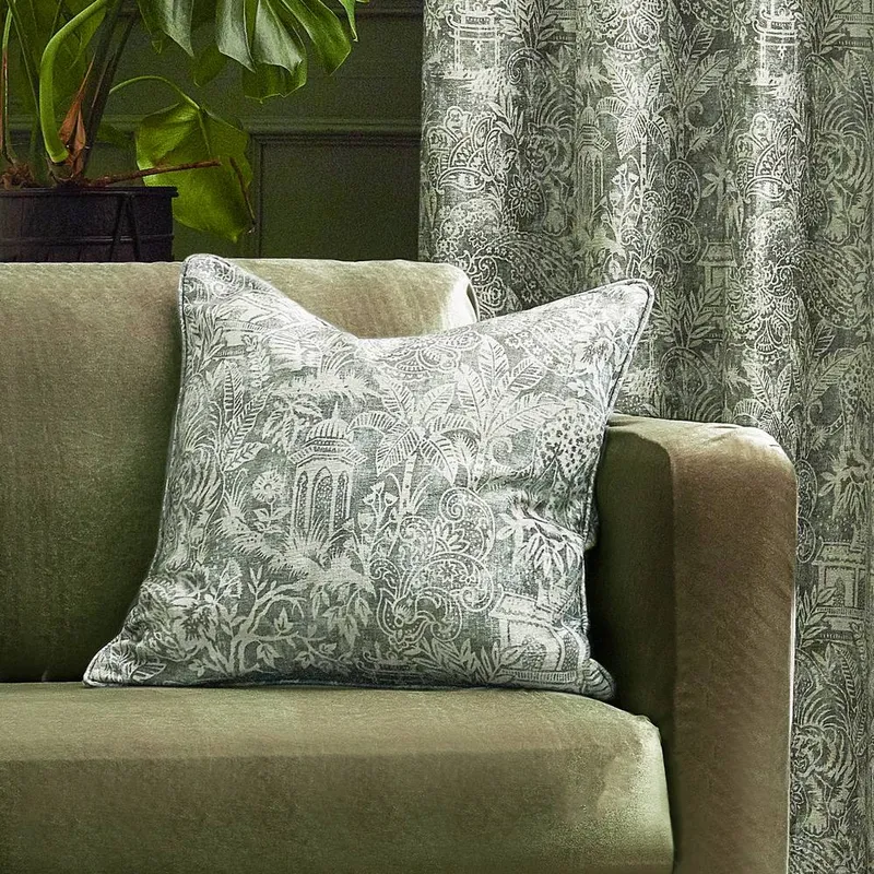 Wylder Tropics Unisex Bengal Chenille Polyester Filled Cushion in Light Green Size: 50cm x 50cm Light Green female