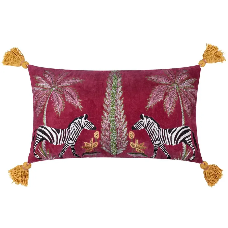 Wylder Tropics Kalahari Embroidered Velvet Cushion Size: 30cm x 50cm - Multicolor - Size: 30cm x 50cm