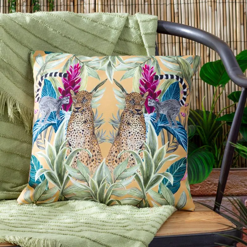 Wylder Tropics Unisex Kali Leopards Exotic Water & UV Resistant Outdoor Cushion Size: 43cm x 43cm Multicolor female