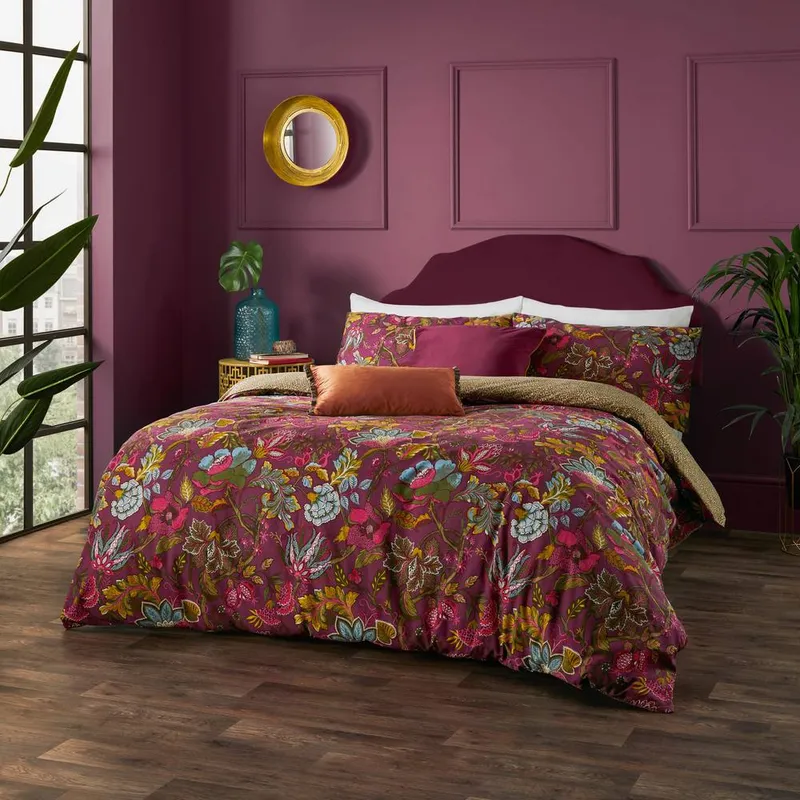 Wylder Tropics Unisex Viranai Exotic Floral Duvet Set in Purple Size: Double Purple Double female