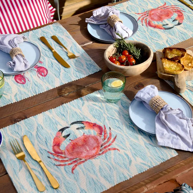 Wylder Unisex Abersoch Set of 4 Indoor/Outdoor Placemats in Blue Blue female