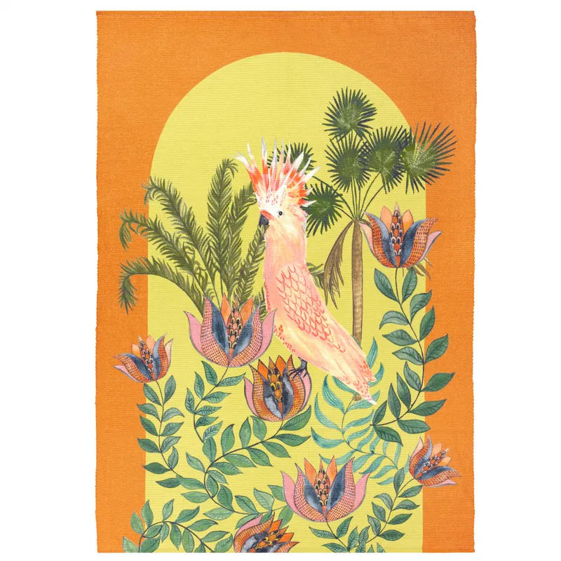 Wylder Cockatoo Outdoor/indoor Washable Rug - Orange - One Size