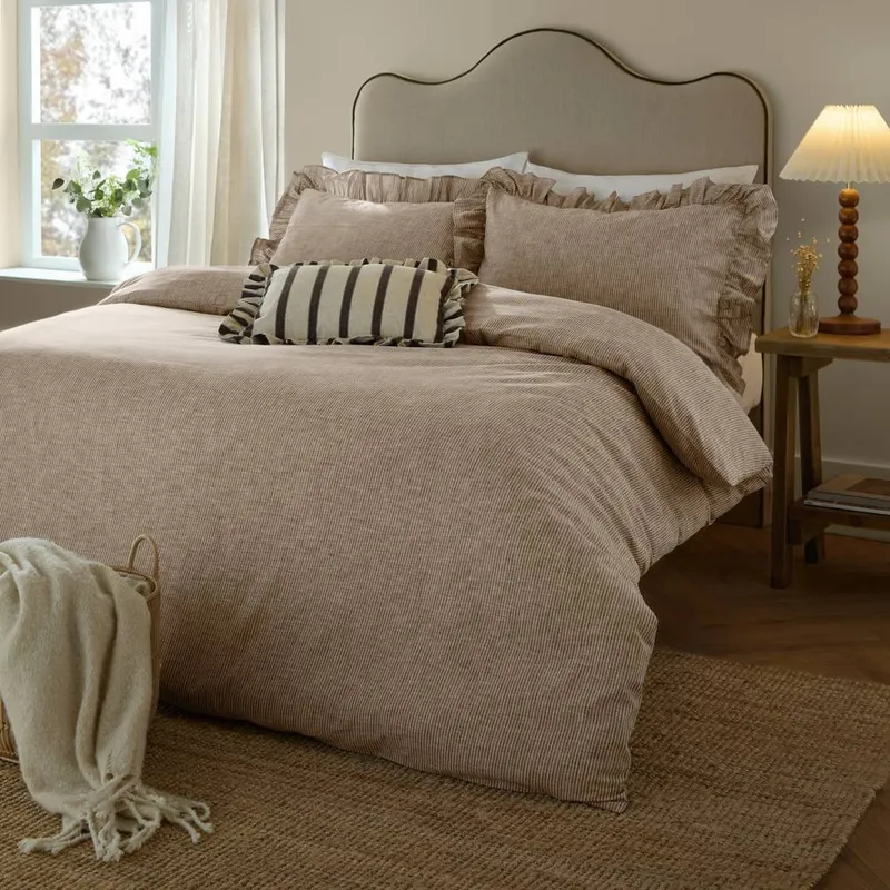 Wylder Margot 100% Cotton Duvet Cover Set in Brown Size: Single Brown Single