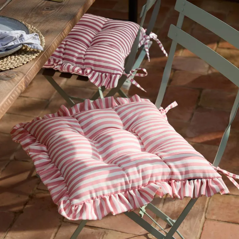 Wylder Millie Ruffle 2 Pack Indoor/Outdoor Seat Pads in Pink Size: 40cm x 40cm - Pink