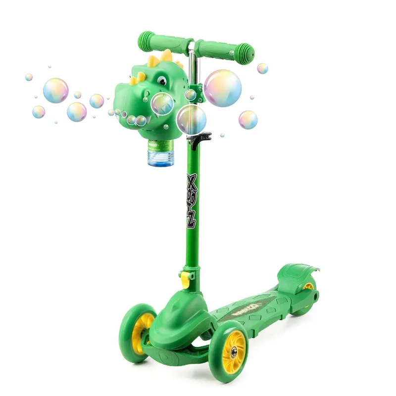 Xootz Dinosaur Bubble Go Foldable Tri-Scooter, Kick Scooter Multicolor