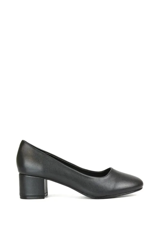 XY London Women's 'Liberty' Low Block Heel Court Shoes in Black Size: 5 - Black - Size: 5