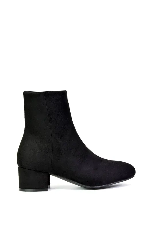 XY London Women's 'Nolan' Mid Block Heel Ankle Boots With Inside Zip in Jet Black Size: 3 - Jet Black