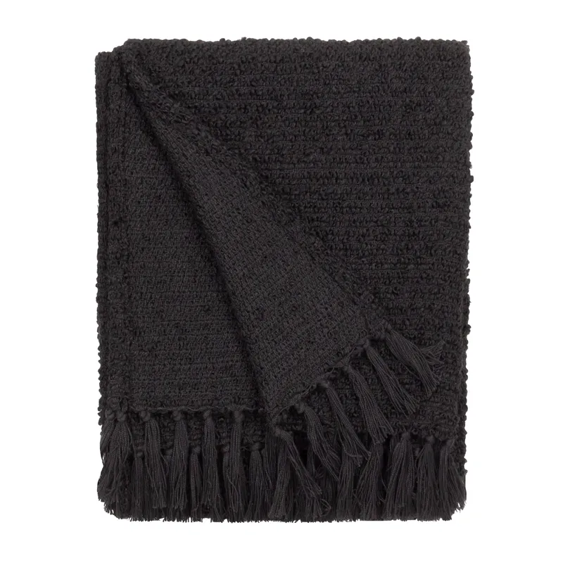 Yard Candar Textured Boucle Throw in Black Size: 130 cm x 170 cm Black