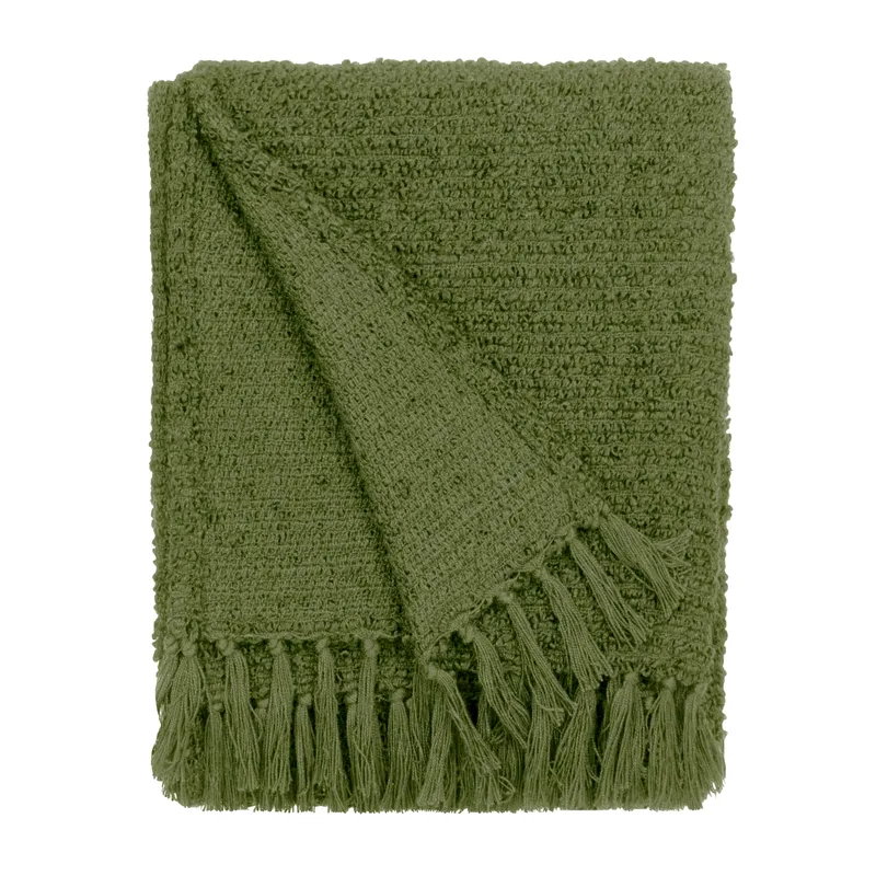 Yard Candar Textured Boucle Throw in Khaki Size: 130 cm x 170 cm Khaki