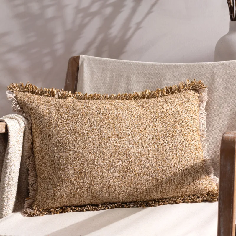 Yard Doze Woven Fringed Cushion in Tan Size: 40 cm x 60 cm Tan