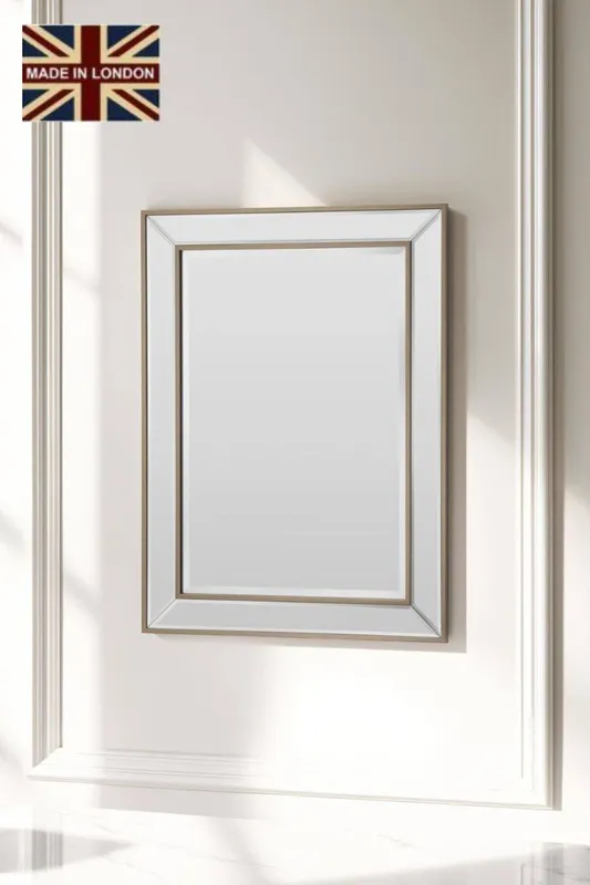 Yearn Mirrors Angled Wall Mirror Brass 69.5x95cm in Metallic Gold - Metallic Gold