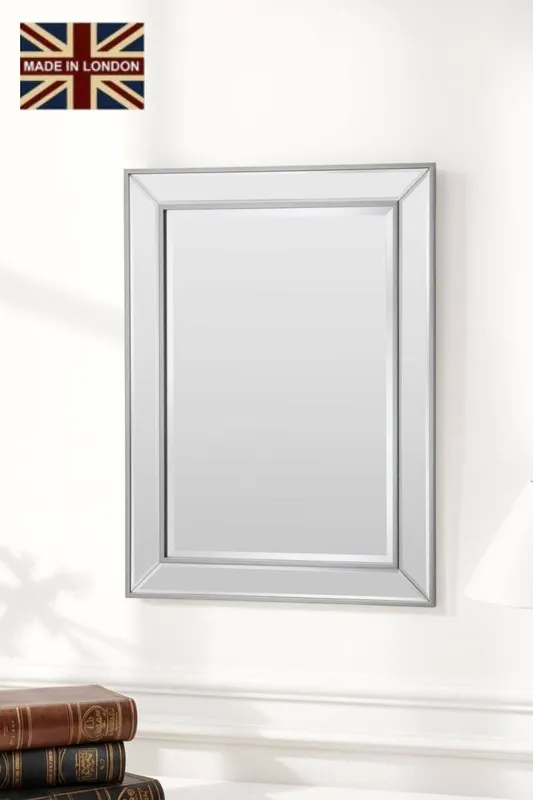 Yearn Mirrors Angled Wall Mirror Champagne 77x105cm in Metallic Silver Size: 77x105 cm Metallic Silver 77x105 cm