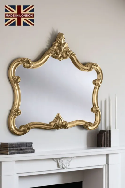 Yearn Mirrors Carved Classic Landscape Mirror Gold - Gold