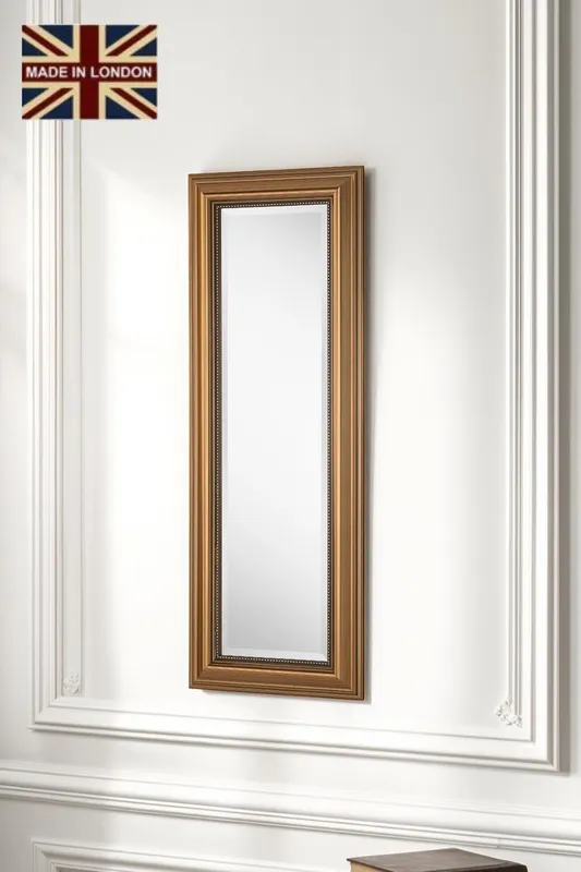 Yearn Mirrors Classic Gold Beaded Mirror 131x47cm Size: 131x47 cm Gold 131x47 cm