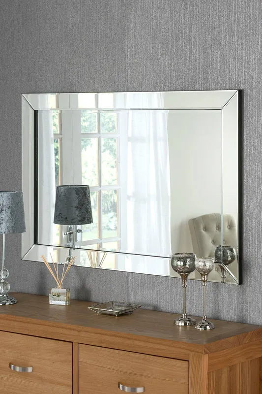 Yearn Mirrors Contemporary Angled Wall Mirror 120x80cm in Black - Black