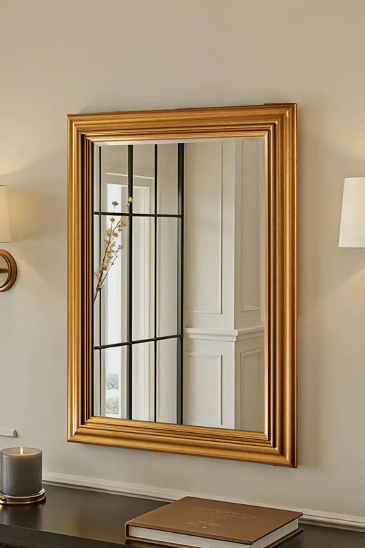 Yearn Mirrors Contemporary Gold Framed Bevelled Mirror Gold