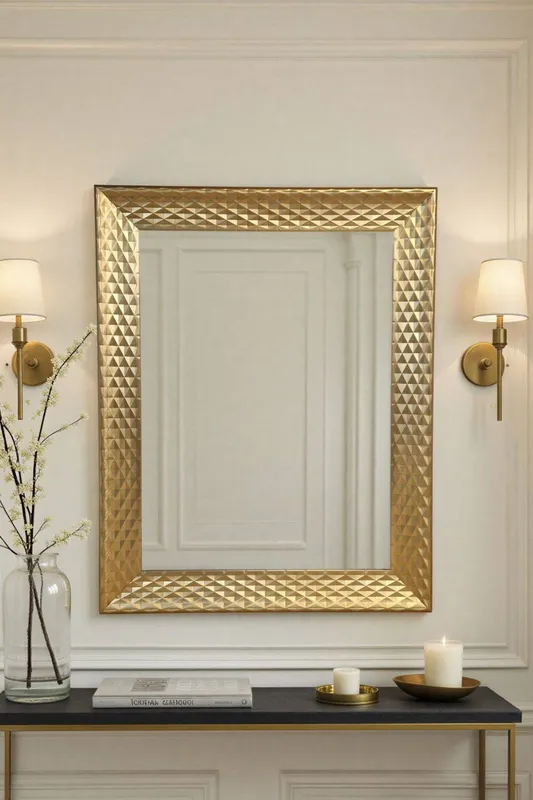 Yearn Mirrors Diamont Framed Gold Bevelled Mirror - Gold
