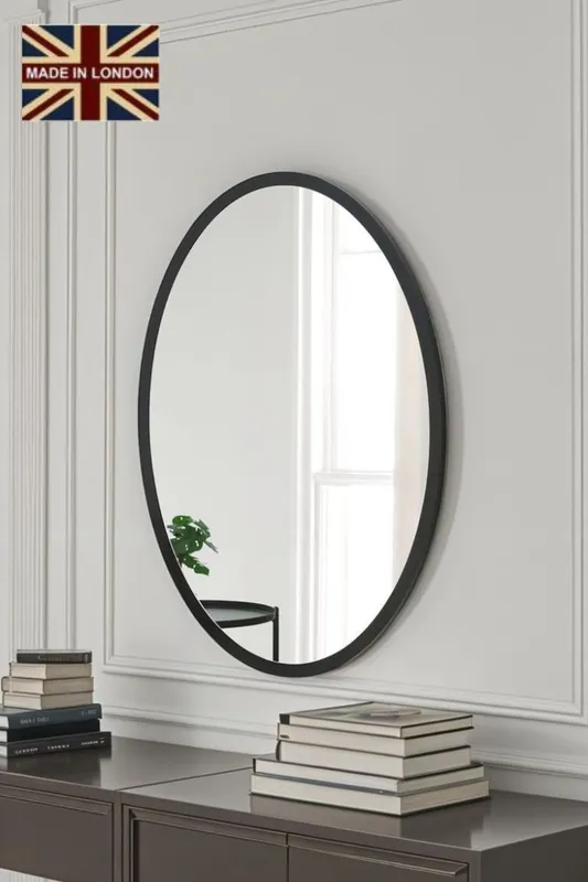 Yearn Mirrors Eternity Contemporary Black Oval Mirror Black