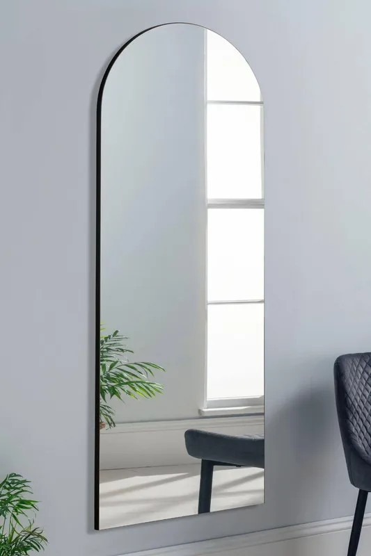 Yearn Mirrors Large Contemporary Arched Mirror in Black - Black - Size: One Size