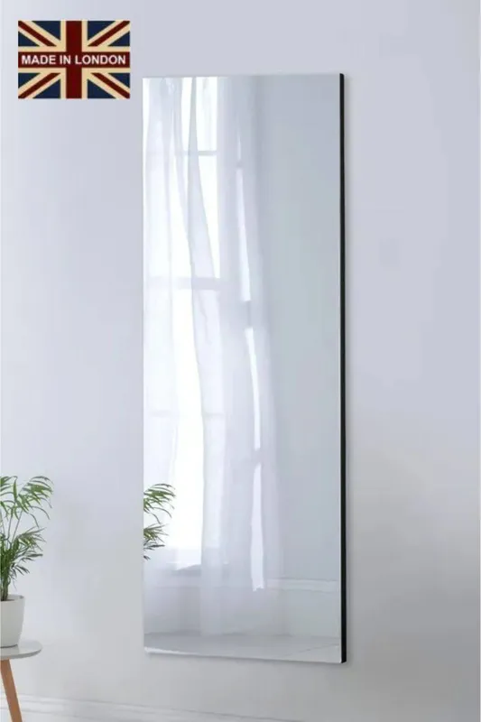 Yearn Mirrors Large Narrow Full Length Wall Mirror in Black - Black