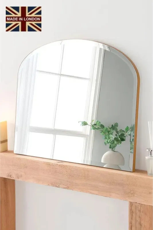 Yearn Mirrors Minimal Bevelled Mantle Mirror Gold 91(w) x 69cm(h) Gold