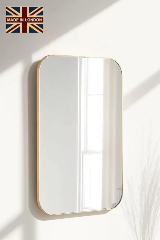 Yearn Mirrors Minimal Curved Mirror Gold 90x60cm Size: 90x60 cm Gold 90x60 cm