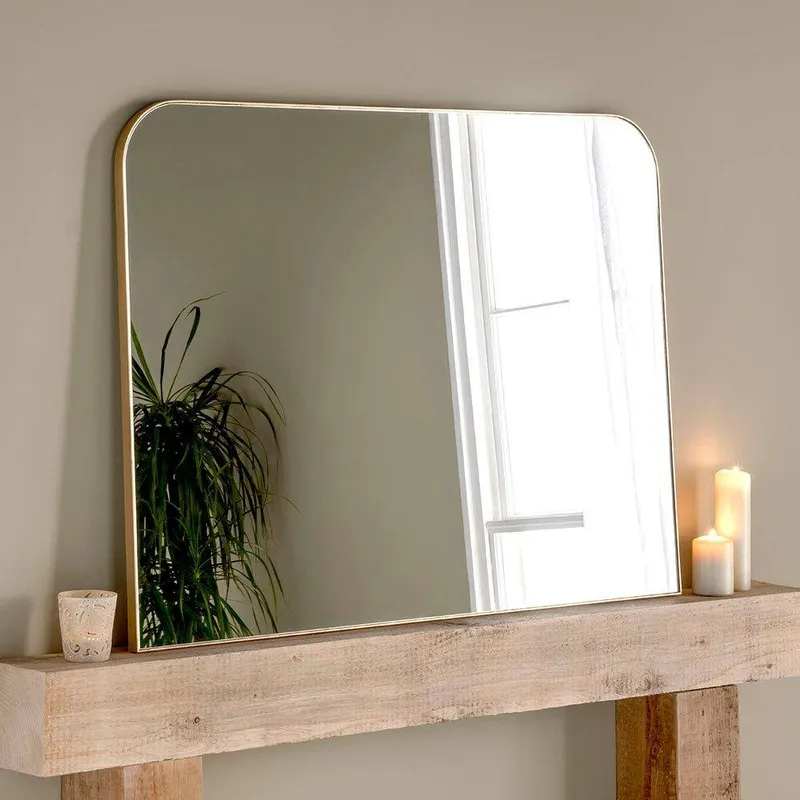 Yearn Mirrors Minimal Gold Mantle Mirror 110(w) x 80cm(h) - Gold