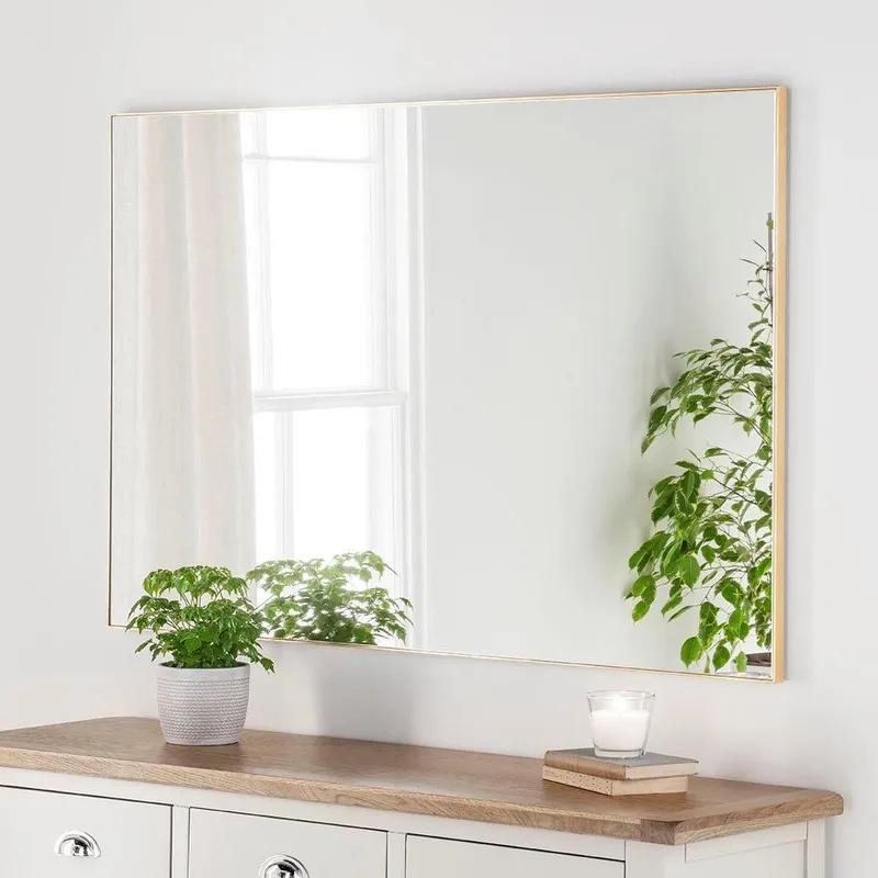 Yearn Mirrors Minimal Gold Rectangular Mirror 120x80cm Size: 120x80 cm Gold 120x80 cm