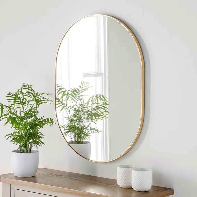 Yearn Mirrors Minimal Oval Mirror Gold 80(h) x 60cm(w) Gold