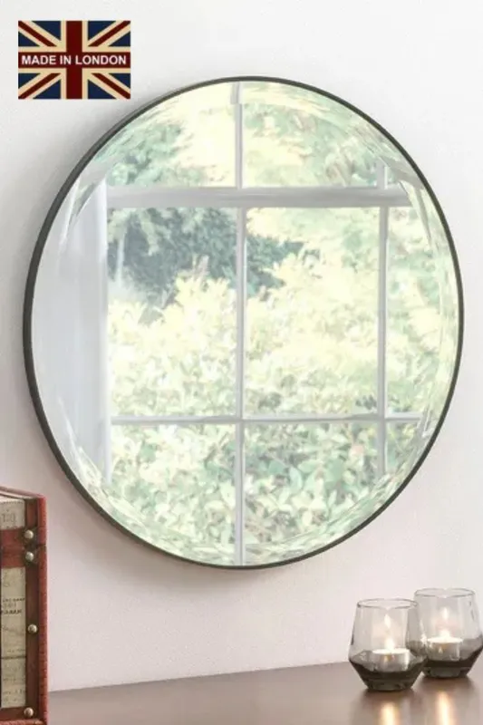 Yearn Mirrors Minimal round Bevelled Mirror Black 46cm Black