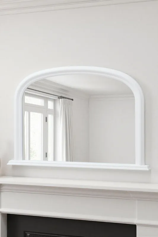 Yearn Mirrors Overmantle Arched Contemporary Mirror White 112(w)x77cm(h) - White
