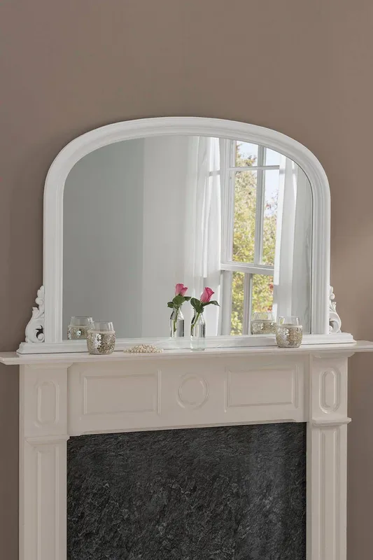 Yearn Mirrors Overmantle White Classic Mirror 122(w) x 77cm(h) - White