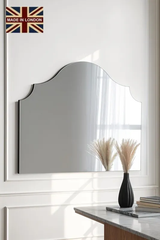 Yearn Mirrors Precious Arch Overmantle Mirror in Black - Black - Size: One Size