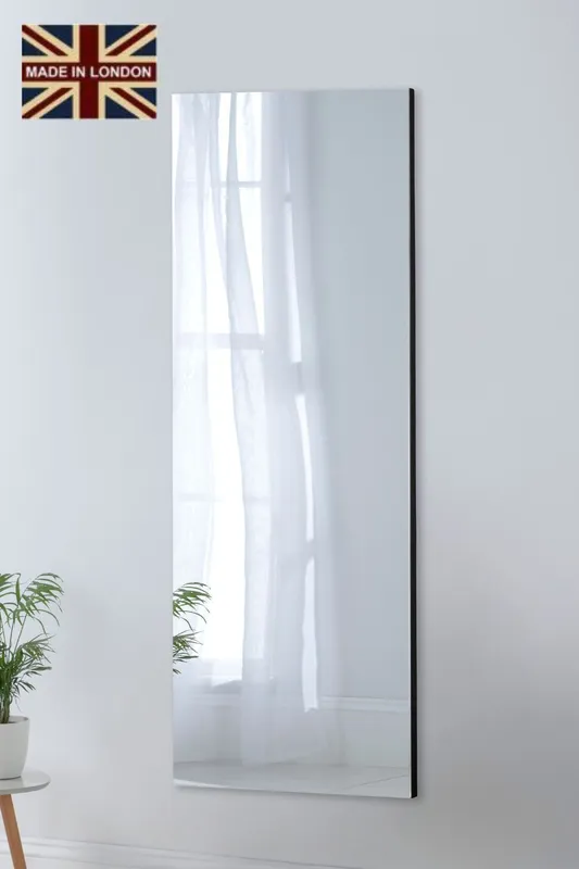 Yearn Mirrors Tall Contemporary Rectangular Wall Mirror in Black Black
