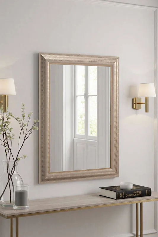 Yearn Mirrors Textured Gold Bevelled Wall Mirror Gold