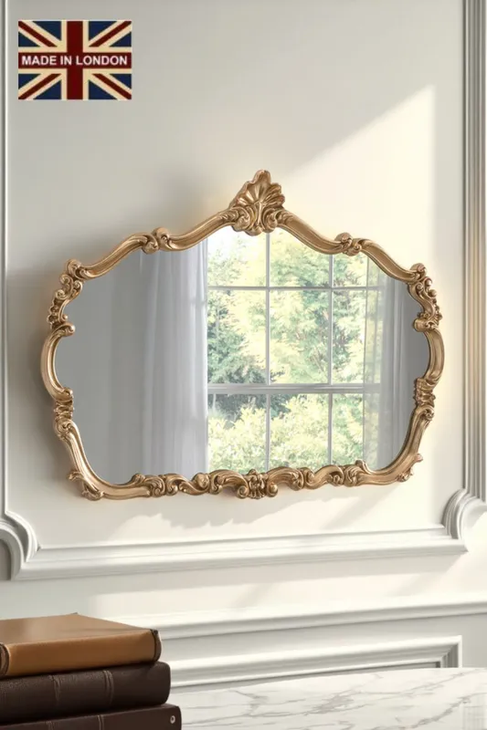 Yearn Mirrors Unisex Traditional Decorative Landscape mirror Gold 123(w)x82cm(h) Gold female
